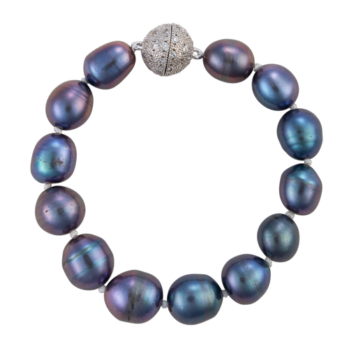 Baroque Freshwater Cultured Pearl Bracelet with Crystal Clasp