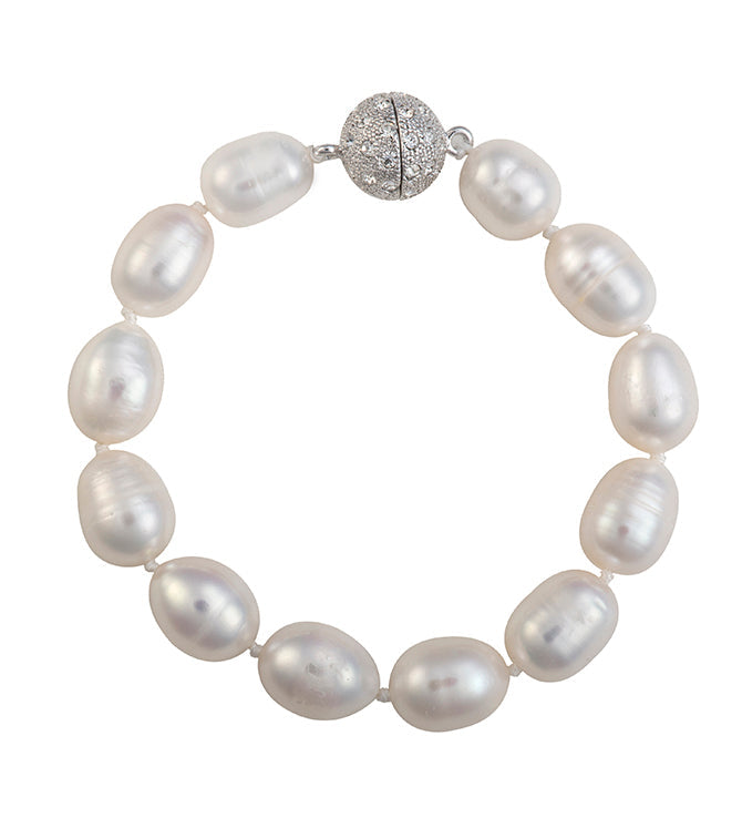 Baroque Freshwater Cultured Pearl Bracelet with Crystal Clasp