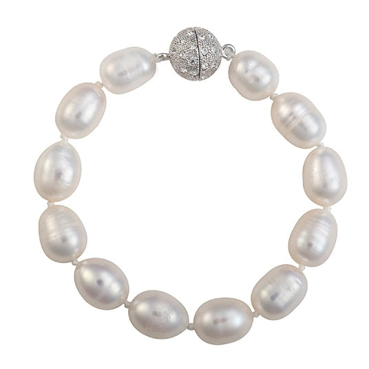 Baroque Freshwater Cultured Pearl Bracelet with Crystal Clasp