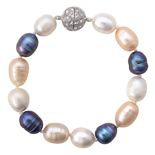 Baroque Freshwater Cultured Pearl Bracelet with Crystal Clasp